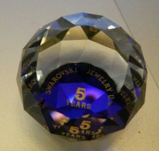 Signed Swarovski 5 Years Of Service Mini Paperweight Look
