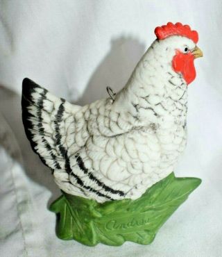 Estate=christmas Ornament: " Andrea " By Sadek Made In Japan Ceramic Chicken Look