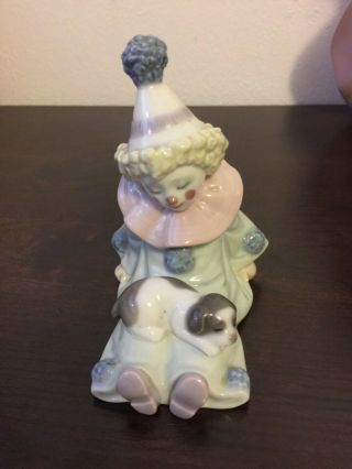 Lladro " Pierrot With Puppy " 5277,  Porcelain Clown,  Retired