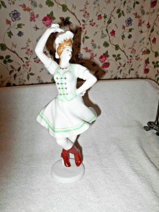 Hollohaza Hungary Figurine of Dancing Gypsy Chyardash Girl Hand Painted Marked 2