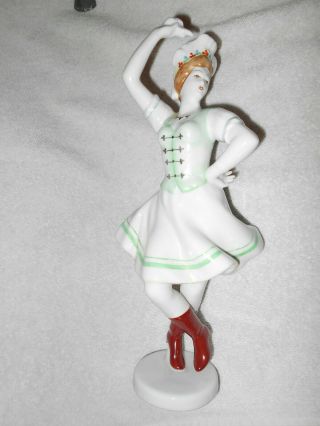 Hollohaza Hungary Figurine of Dancing Gypsy Chyardash Girl Hand Painted Marked 7