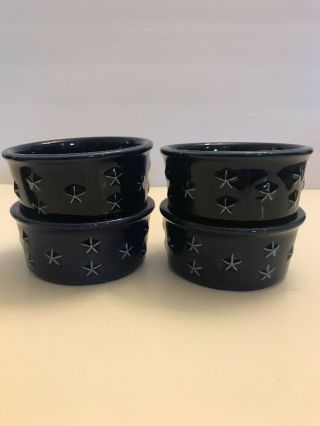 Longaberger Pottery 5 Blue Bowl With Stars 4.  5 " Wide 2 " Tall And Candle