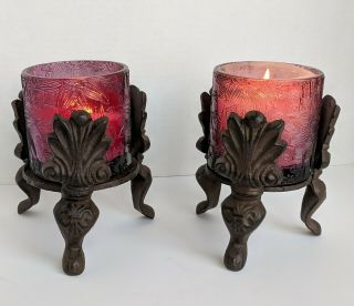 Vintage Cast Iron Candle Holders