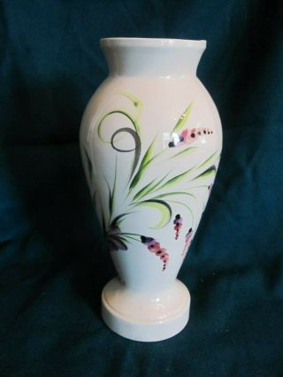 Vintage Lucille Watkins Hand Painted Ceramic Vase 8 ",  Signed