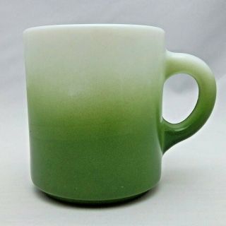 Vintage Milk Glass Mug Green White Ombre 3 3/8 " Tall Coffee Tea Light Wear Cute
