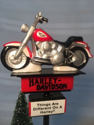 DEPT 56 Harley Davidson Sign Snow Village Motorcycle Ceramic 1997 Fat Boy 2
