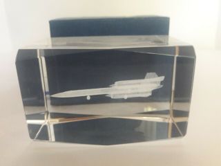 Lockheed Sr - 71 Blackbird Crystal Glass 3d Laser Etched Paperweight