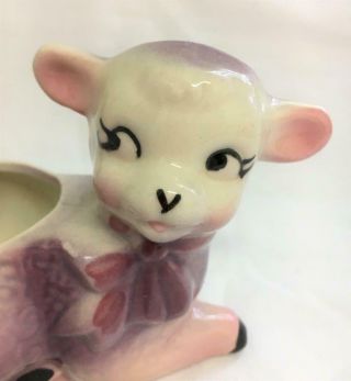 Vintage Planter Retro Baby Lamb Small Art Pottery Purple & Pink Glazed Ceramic