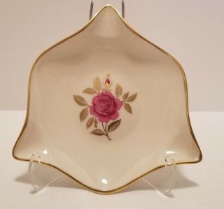 Lovely Lenox Pink & Gold Rhodora Rose Porcelain Triangle Cigar Ashtray Usa Made
