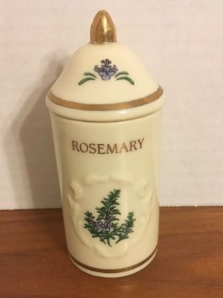 Lenox Spice Garden Spice Jar 1992 Porcelain 24 Karat Gold Trim Rosemary