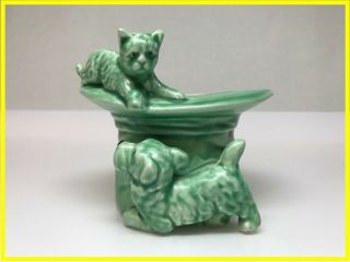 Collectable | Retro | Classic Green Sylvac Top Hat With Cat,  Dog Mould No.  1484