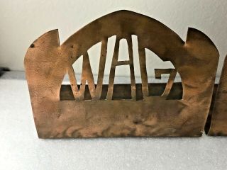 Vintage Arts and Crafts Copper bookends with Initials / Letters 3