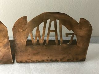 Vintage Arts and Crafts Copper bookends with Initials / Letters 4