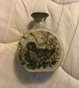 Vintage Mini Hand Painted Ceramic Bud Vase Mid Century Modern Duck Vase