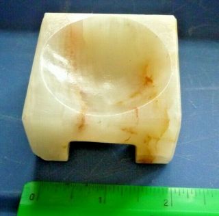 Vintage Marble/ Onyx/alabaster Hand Carved Trinket Jewelry Tray Container Square