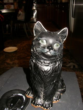 Vint Antique 8 1/2 Inch Alexander Backer Co Abco Chalkware Black Cat Statue Bank