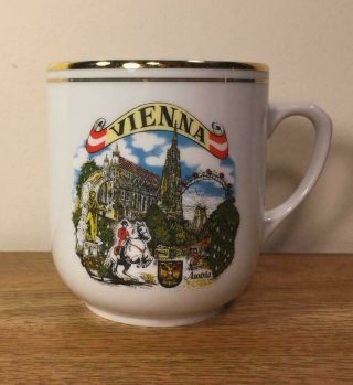 Vintage Vienna Austria Cesry Porcelain Czech Republic Gold Leaf Coffee Mug China