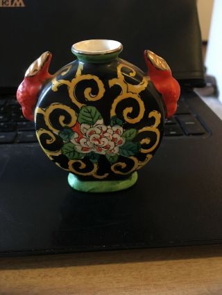 Vintage Miniature Japanese Ceramic Vase Urn Jar Floral,  3 "