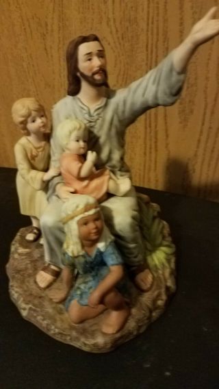 1989 Homco Home Interiors Masterpiece Porcelain Figurine Jesus " Come Unto Me "