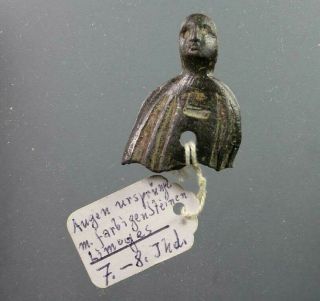 Bust Of A Saint,  Bronze,  Fitting Of Reliquary,  Limoges,  Medieval 13th Century Ad