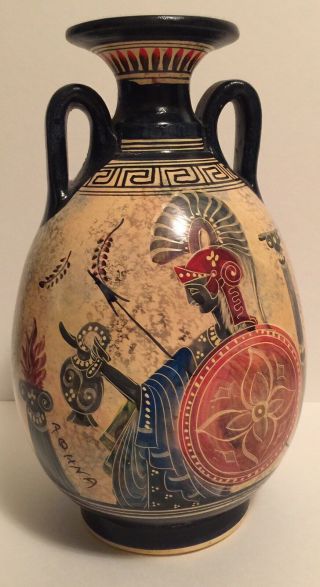 Ceramic Vase Pot Pottery Greek black - figure Painting Goddess Athena Handmade 2