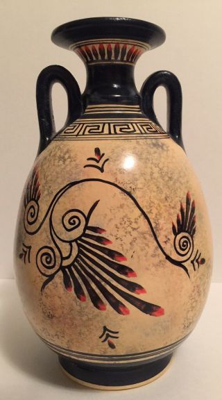 Ceramic Vase Pot Pottery Greek black - figure Painting Goddess Athena Handmade 4