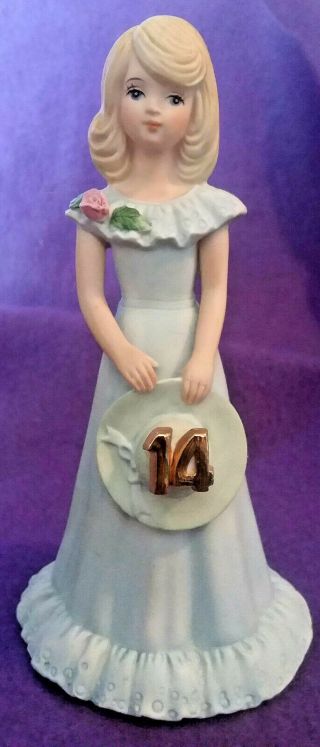 Vintage Enesco " Growing Up Birthday Girls Age 14 " Figurine