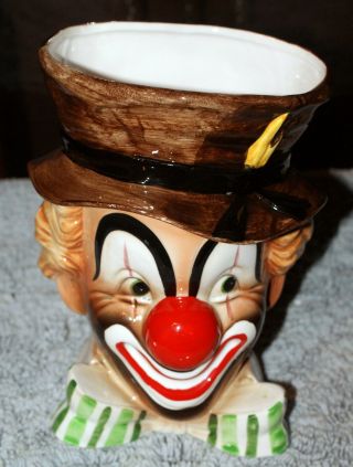 Vintage 1965 Funny Ceramic Replo Clown Head Vase/planter 5598