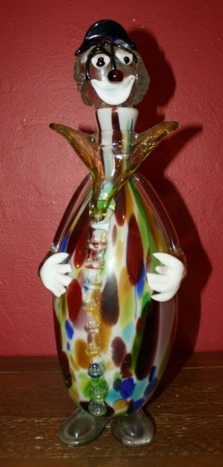 Vintage - Murano Glass Clown Decanter - Italy Venice 14 " Tall
