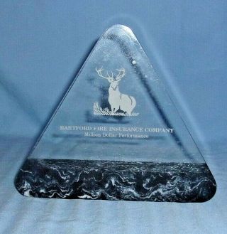 Vintage Lucite Paperweight Hartford Fire Insurance Co Million Dollar Performance