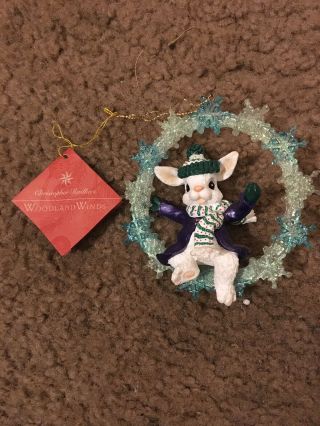 Christopher Radko Christmas Ornament Woodland Winds Mouse On A Snowflake