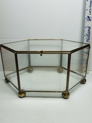 Vintage Countertop Glass And Brass Display Case