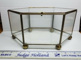 Vintage Countertop Glass And Brass Display Case 3