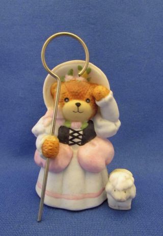 Lucy & Me Teddy Bear Little Bo Peep Shepherd Porcelain Figurine - Enesco 1990