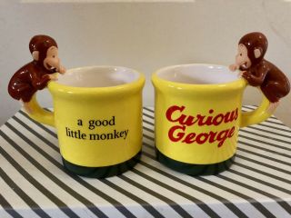 1997 Curious George Yellow Ceramic Mug Banana Inside A Good Little Monkey