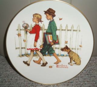 Norman Rockwell Plate Fall " A Scholarly Pace " Gorham China,  1972 Limited Edition