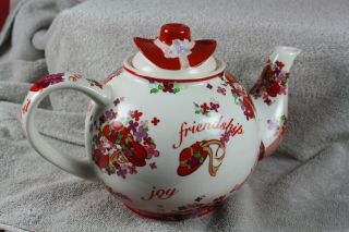 Paul Cardew Designed In England Signed Red Hat Society Teapot 2004