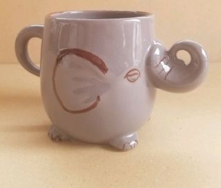 World Market Gray Elephant 16oz Ceramic Coffee/tea Embossed Textured 3d Mug/cup