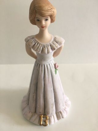 Enesco Growing Up Birthday Girls 13 Brown Hair Porcelain Figurine Doll