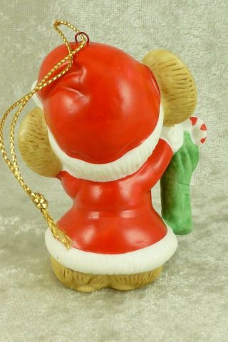 Vintage Santa Mouse with Stocking Christmas Ornament Porcelain HOMCO 5232 3