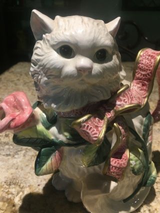 Adorable - Fitz And Floyd Cat / Kitten And Roses Teapot Tea Pot