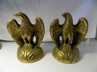Set Of Vintage (very) Brass Eagle Bookends 7 1/2 " Tall By 5 1/4 " Wide