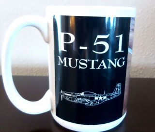 Large Vintage Military Wwii P - 51 Mustang Airplane Coffee Mug