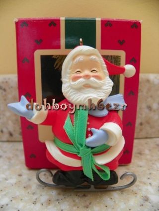 Hallmark 1988 Soft Landing Santa Claus Christmas Ornament