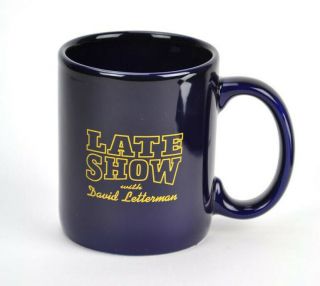 Late Show With David Letterman Dark Blue Ceramic Coffee Mug Cup Cbs Collectible