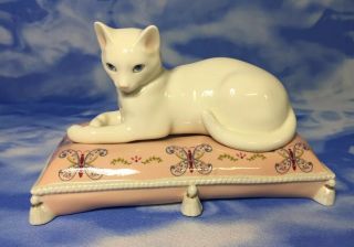 Htf Lenox " Serena " Porcelain Kitty Cat On Pillow Figurine 812839 Euc