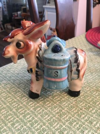 Vintage Mid Century 1950’s Donkey With Side Bag Salt And Pepper Shakers Japan