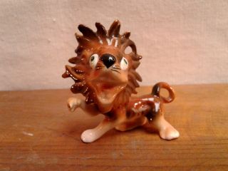 Wild Happy Lion Figurine Smiling Small Miniature 1.  75” High Vintage
