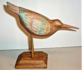 Old Tern Bird Hand Carved Painted Wood Art Sculpture Statue Figurine Vintage Vg