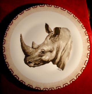Boehm World Wildlife Plate 978 White Rhinoceros England
